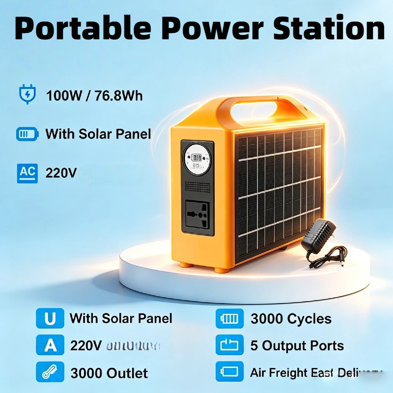 Solar Powered Charger - 100W LiFePO4 Portable Power Station 220V