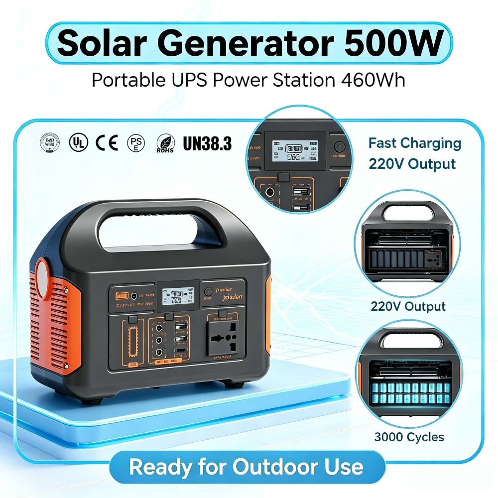 Solar Powered Charger - 300W/500W 460Wh Portable Power Station Generator