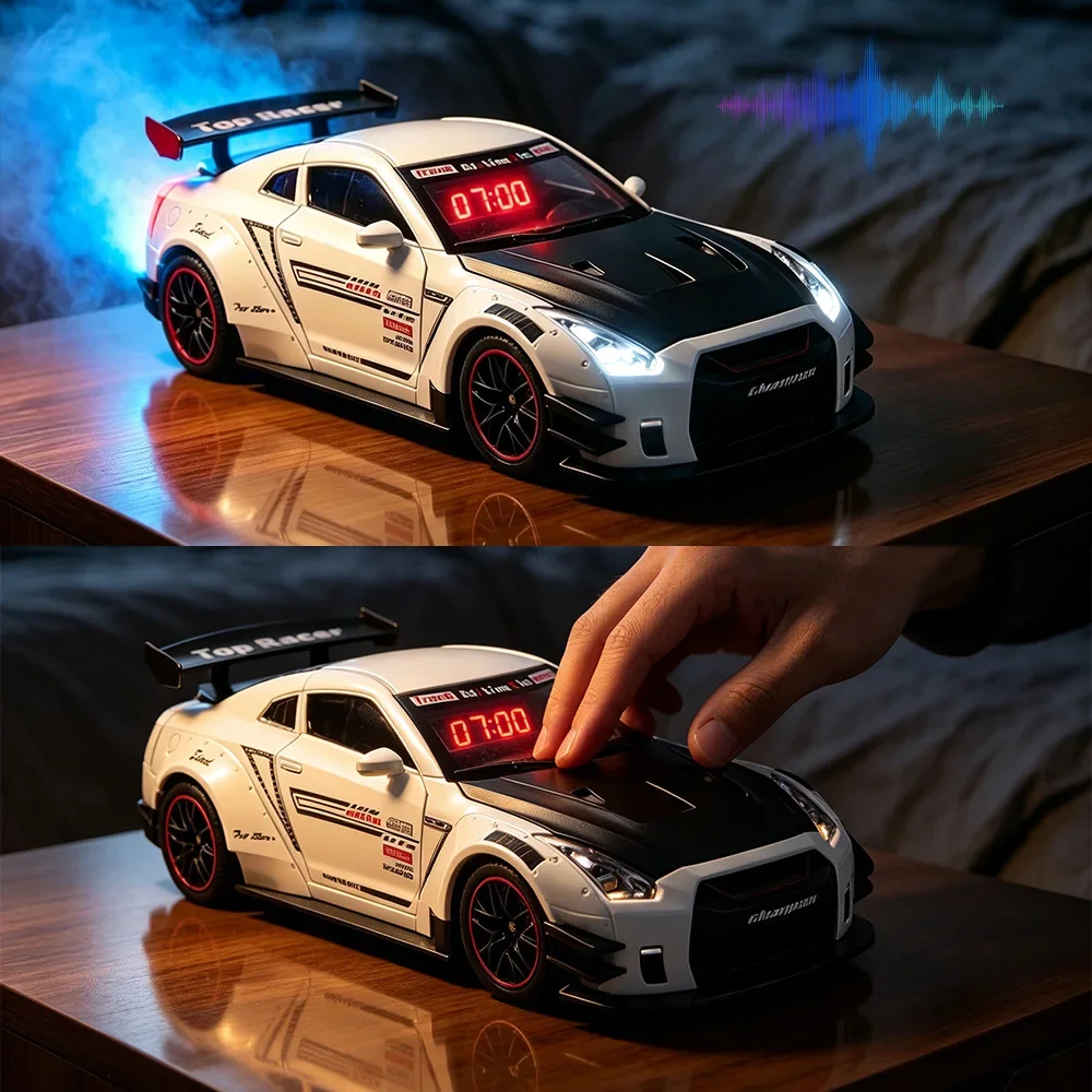 Digital Alarm Clock - Simulated Sports Car Alarm Clock Adjustable